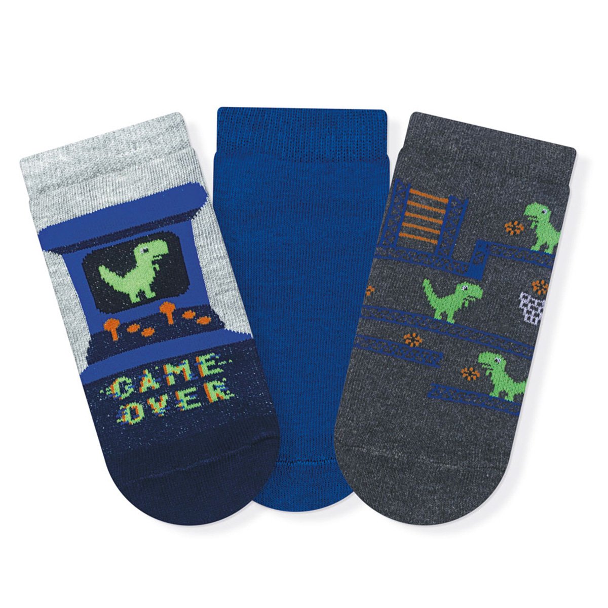Kit Meia Infantil Cia Da Meia Cano Curto Estampada Com 3 Pares Masculina