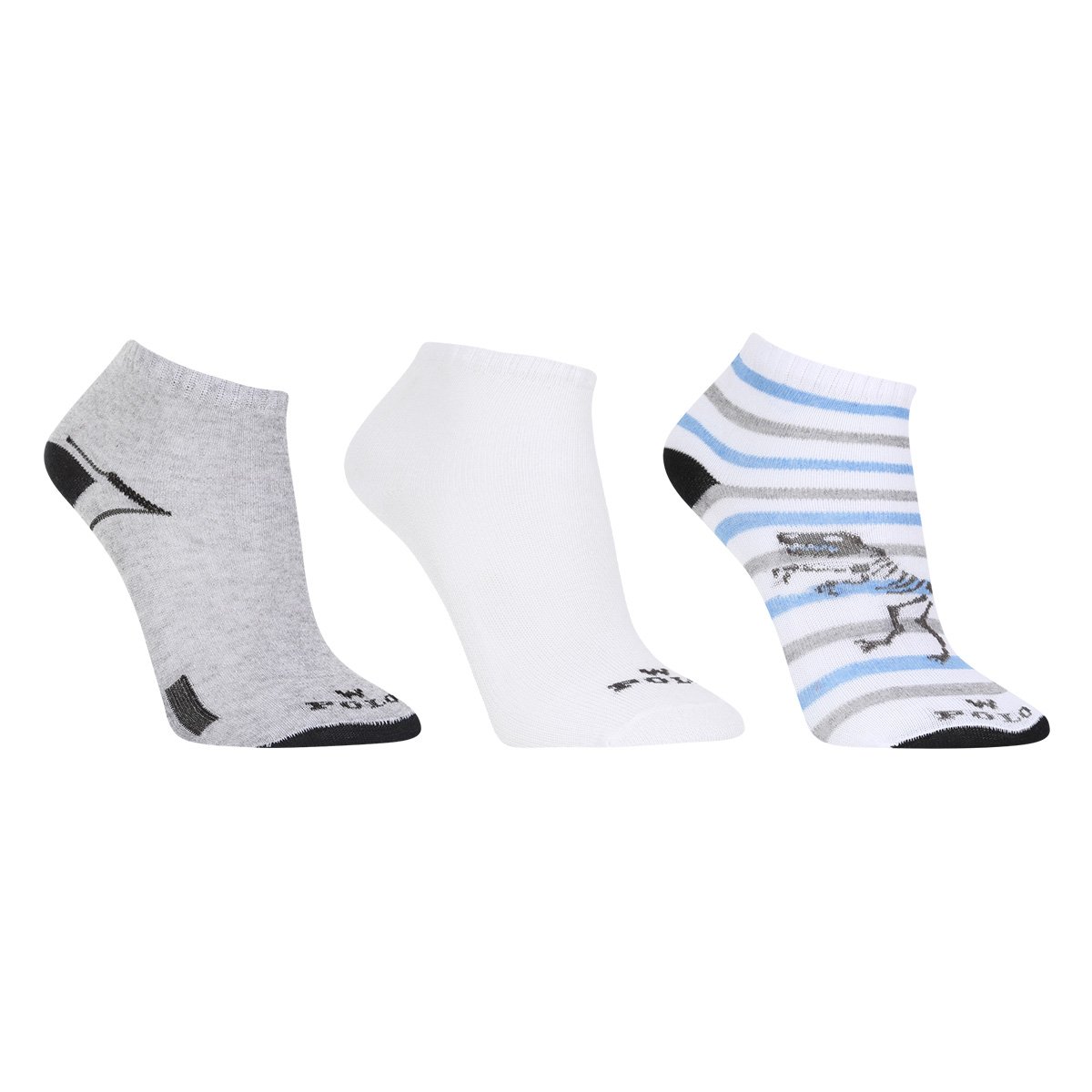 Kit Meia Infantil Polo Cano Baixo 3 Pares Dinossauro Masculino