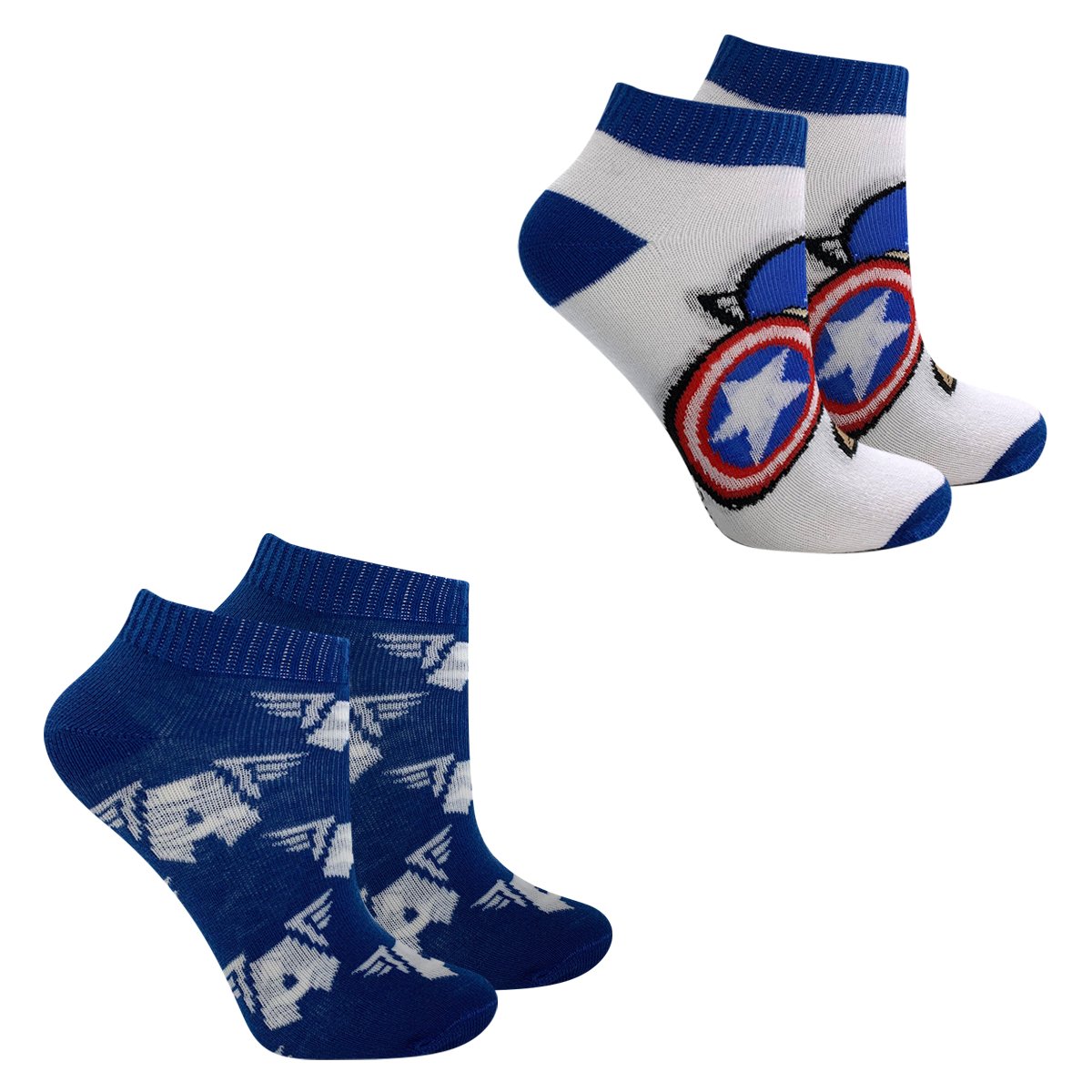 Kit Meia Infantil Marvel Cano Curto Capitão América Com 2 Pares Masculina