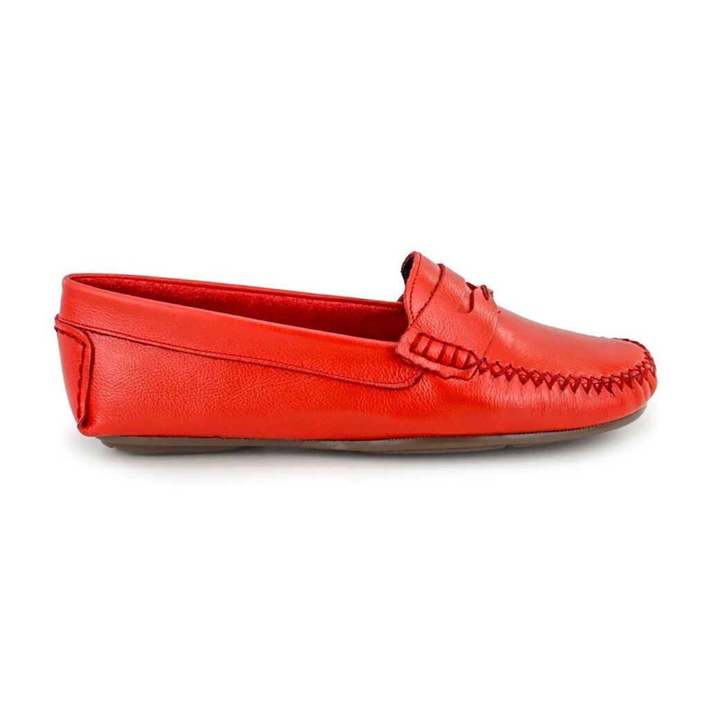 450GRA-Mocassim Feminino, De Couro, Forrado, Palmilha Anatomico confortavel