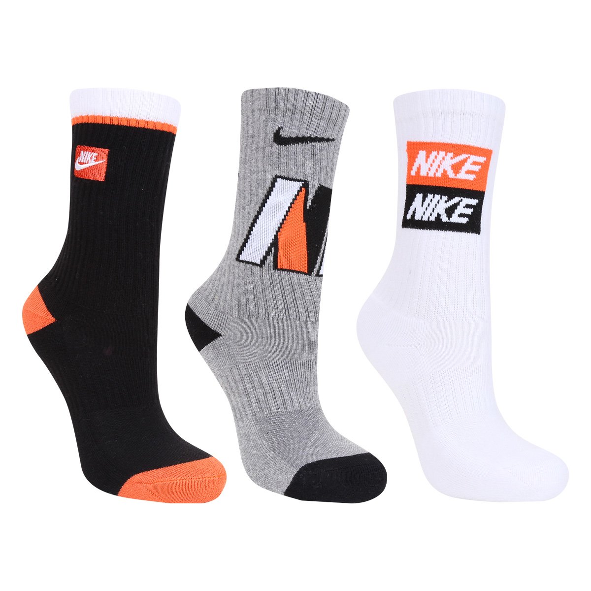 Kit Meia Infantil Nike Everday Cush Crew 3 Pares
