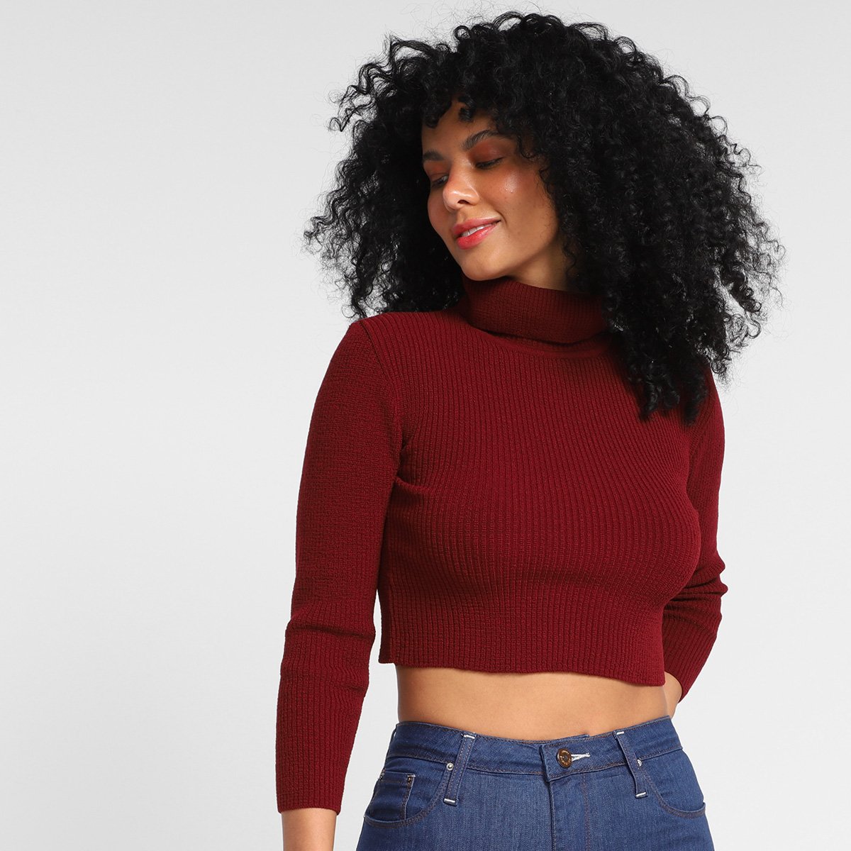 Blusa Cropped All Is Love Gola Alta Manga Longa Feminina