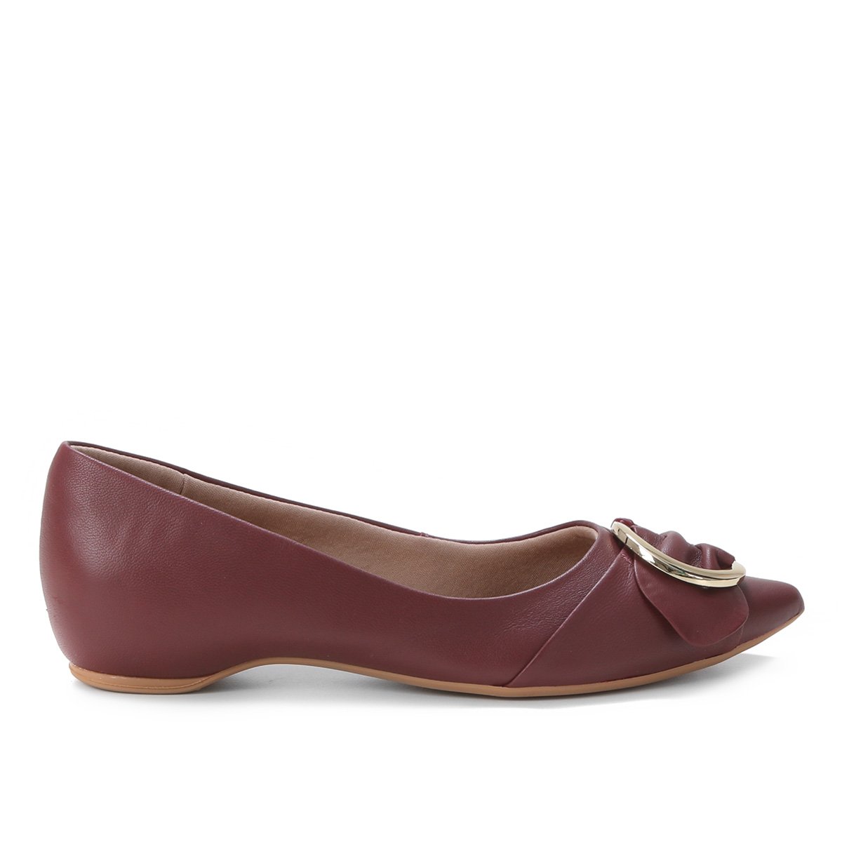 Sapatilha Couro Usaflex Bico Fino Fivela Feminina