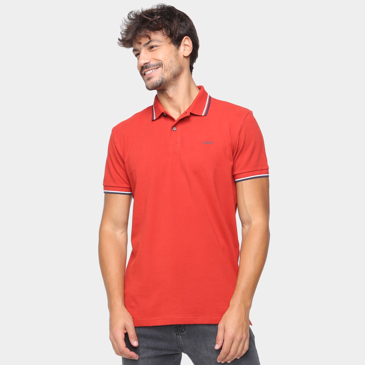 Camisa Polo Colcci Lisa Manga Bicolor Masculina