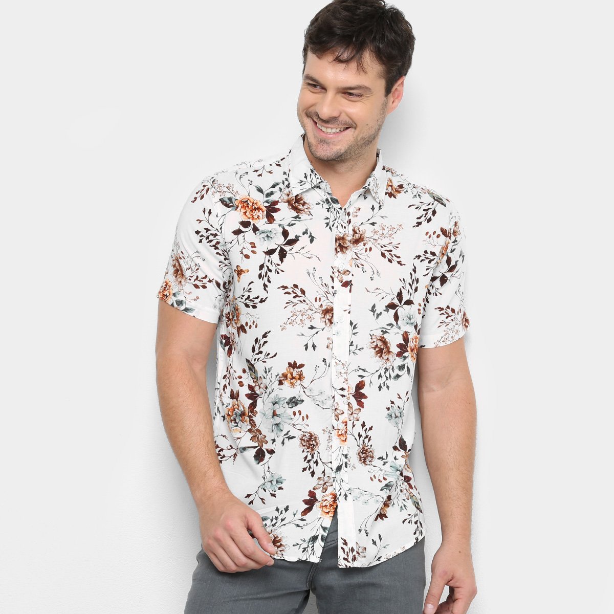 camisa estampada masculina manga curta