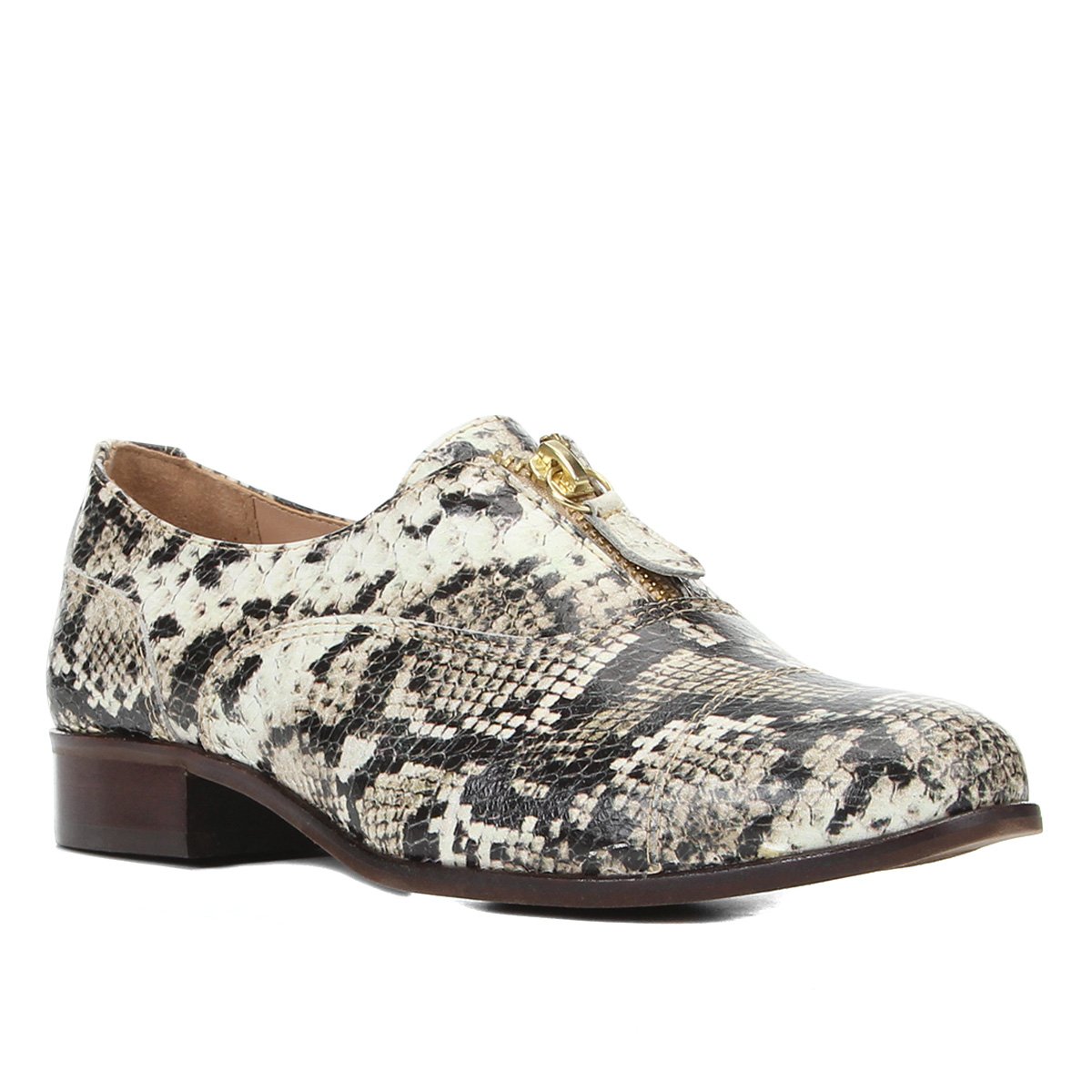 Oxford Couro Shoestock Cobra Zíper Feminino