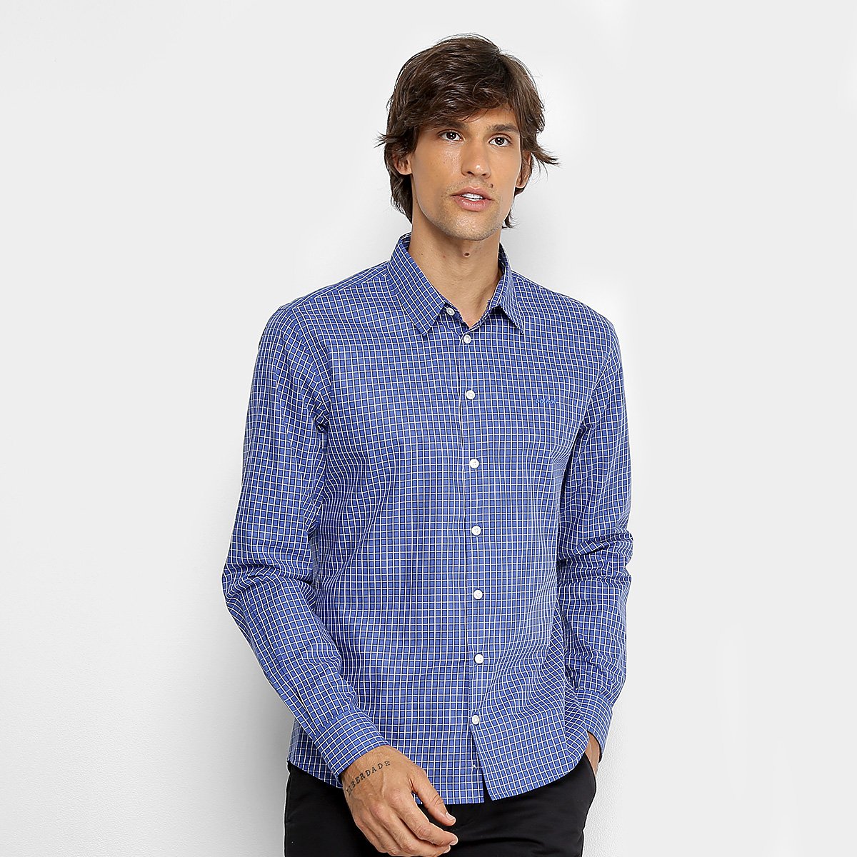 Camisa Slim Xadrez Colcci Manga Longa Masculina