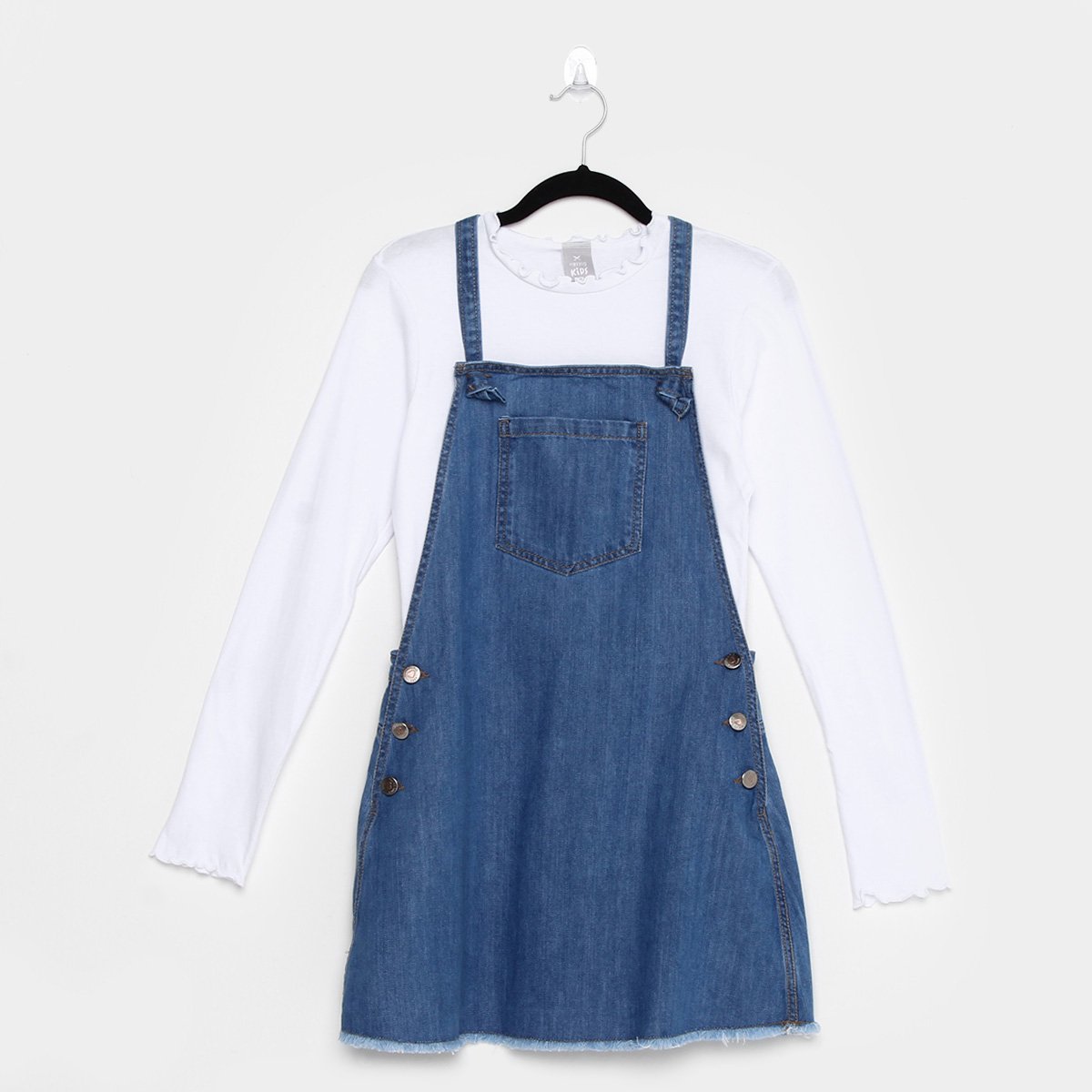 Conjunto Infantil Hering Salopete Jeans Feminino