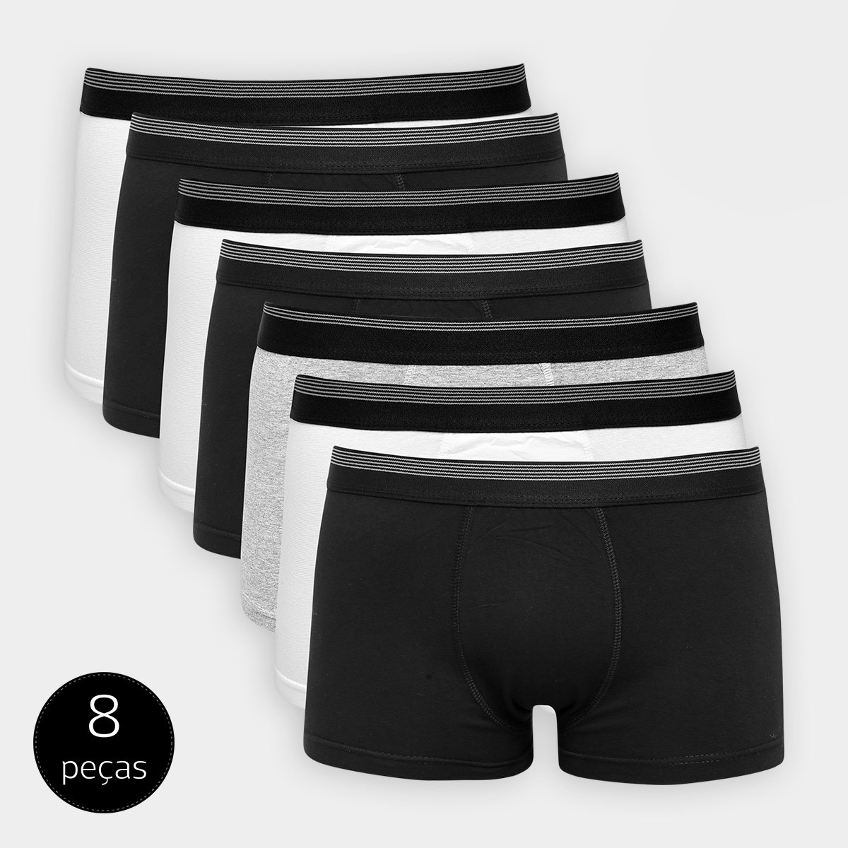 Kit Cueca Boxer UNW Elástico Listras 8 Peças