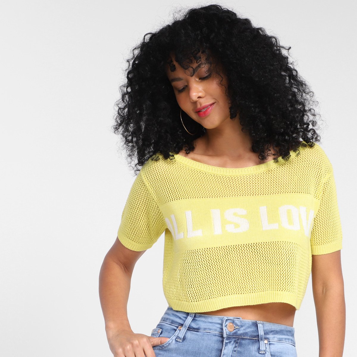 Blusa All Is Love Tricô Cropped Love Feminina