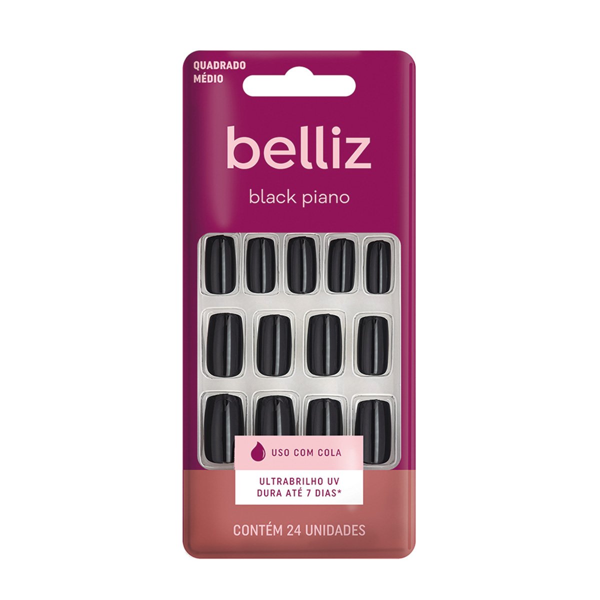 Unhas Postiças Belliz Black Piano