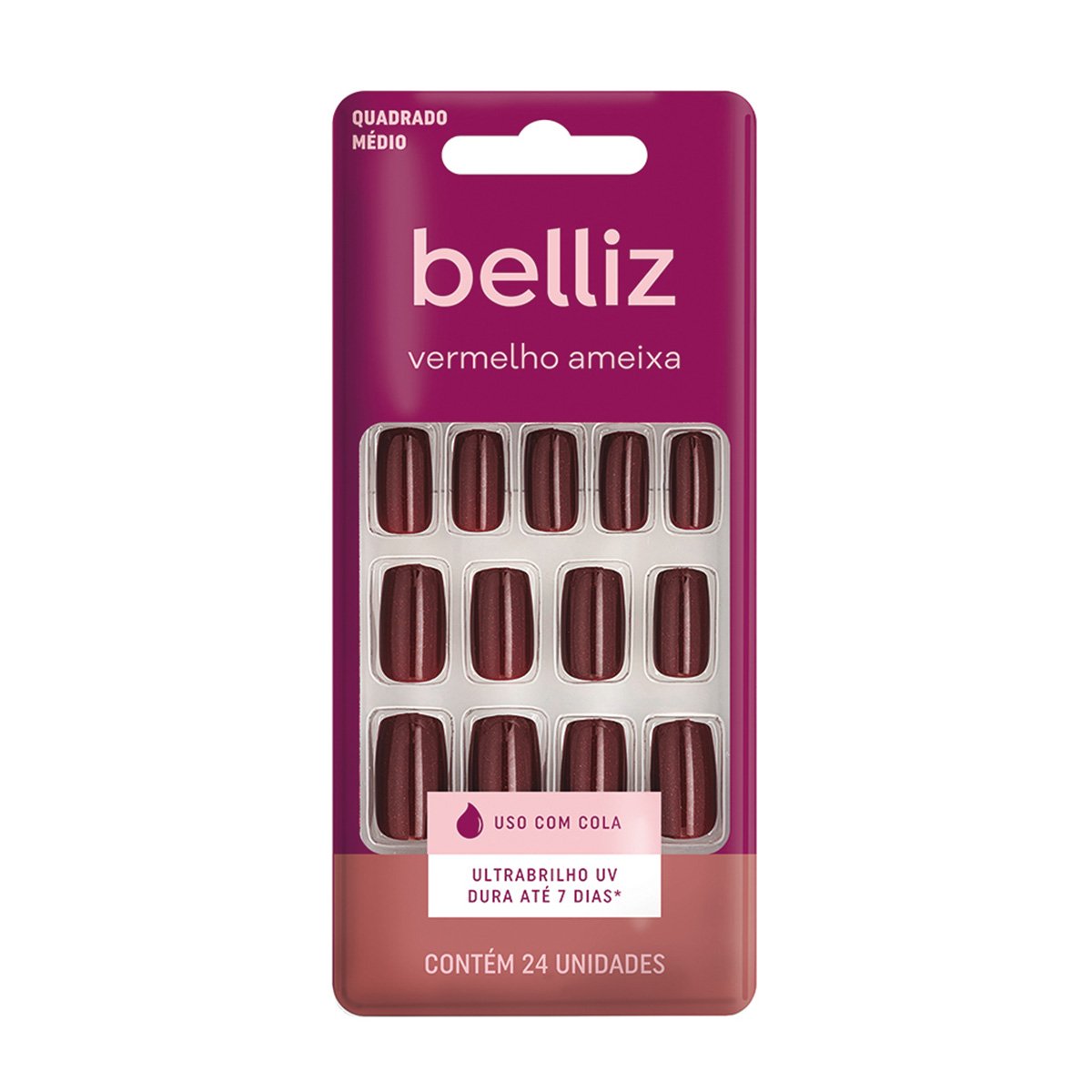 Unhas Postiças Belliz Vermelho Ameixa