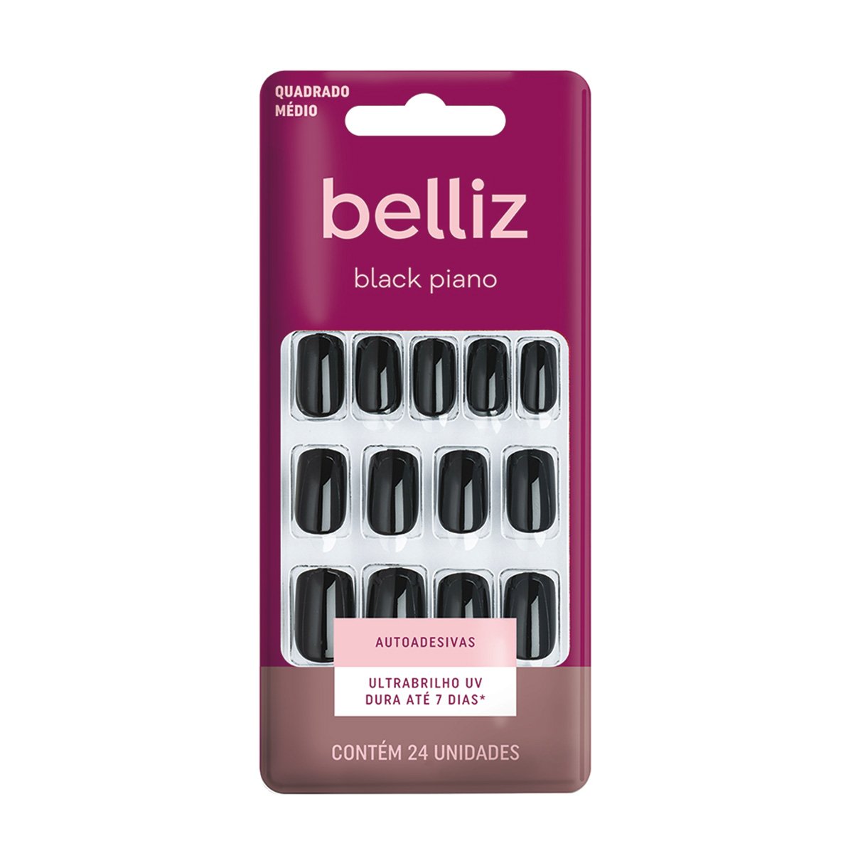 Unhas Postiças Belliz Autoadesivas Black Piano