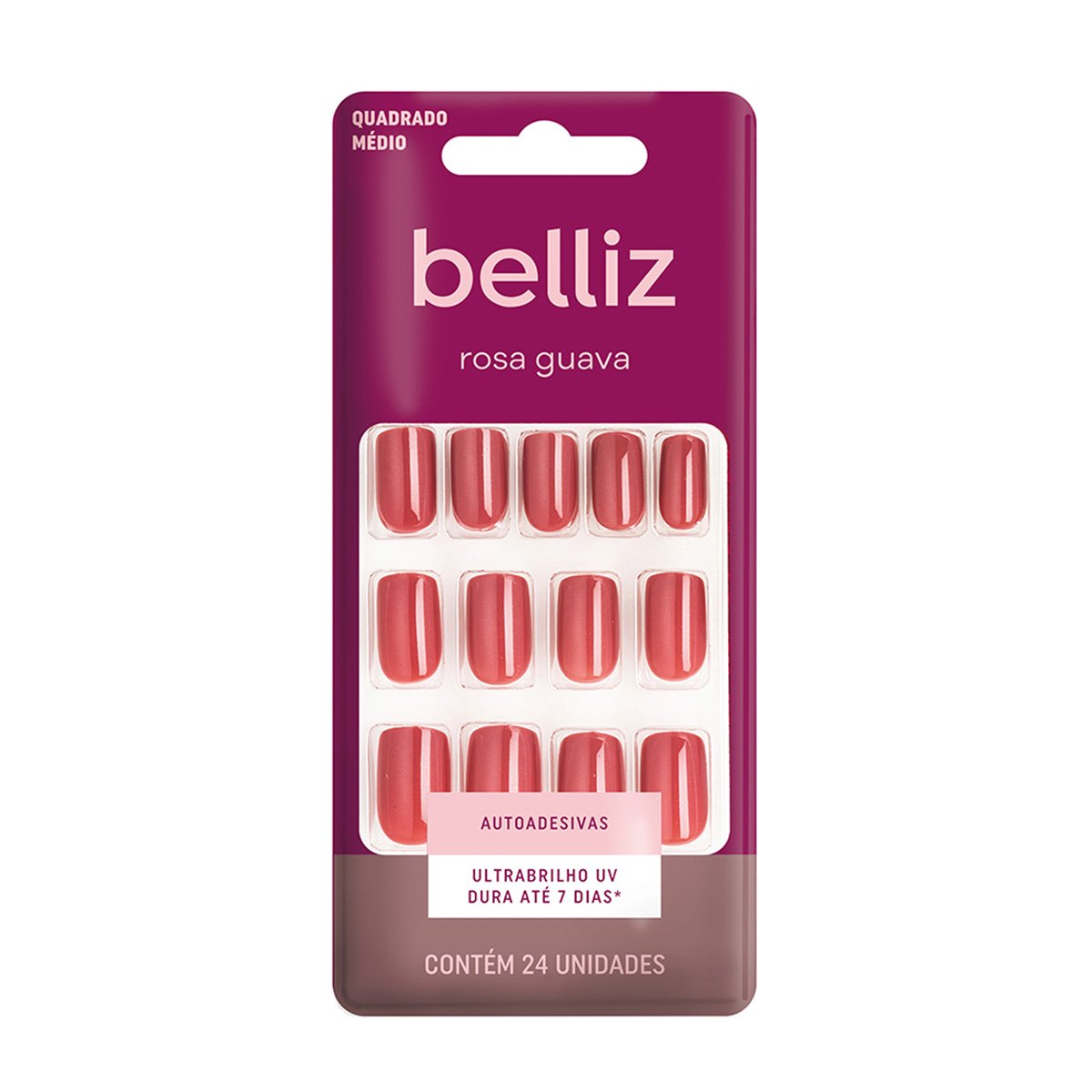 Unhas Postiças Belliz Autoadesivas Rosa Guava