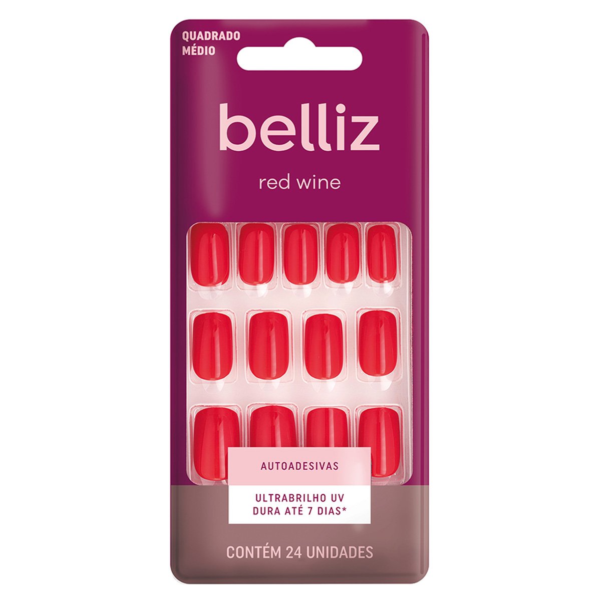 Unhas Postiças Belliz Autoadesivas Red Wine