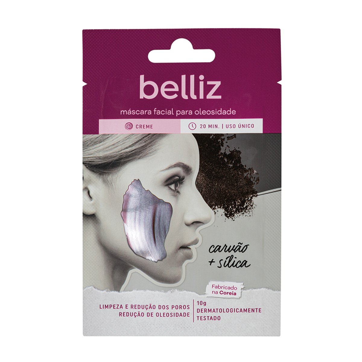 Máscara Facial Belliz Para Oleosidade Com Carvão e Silica