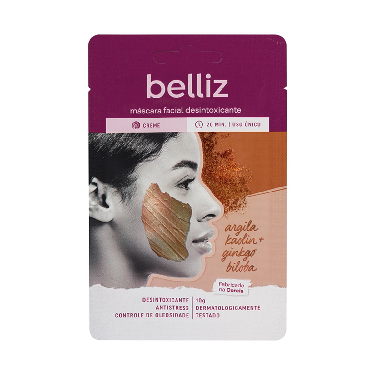 Máscara Facial Belliz Desentoxicante com Argila Vermelha