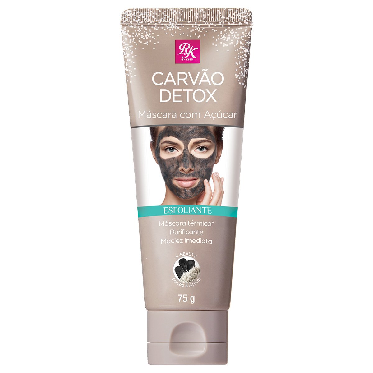 Máscara Esfoliante Facial Carvão Detox c/ Açúcar RK By Kiss
