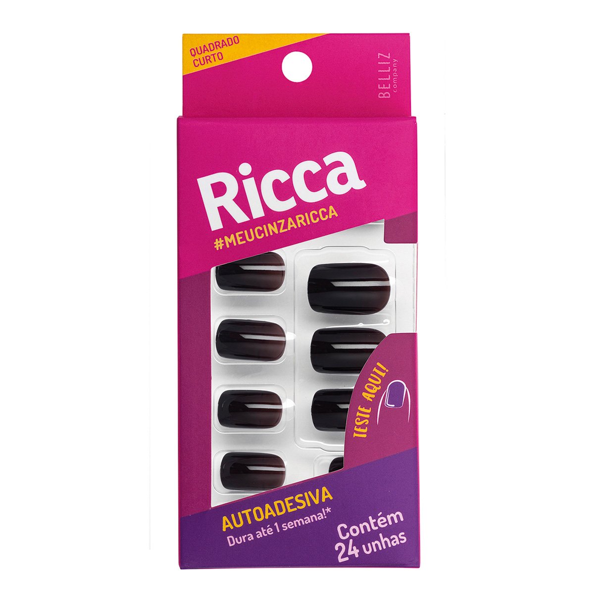Unhas Postiças Ricca Autoadesivas cor Cinza Urban