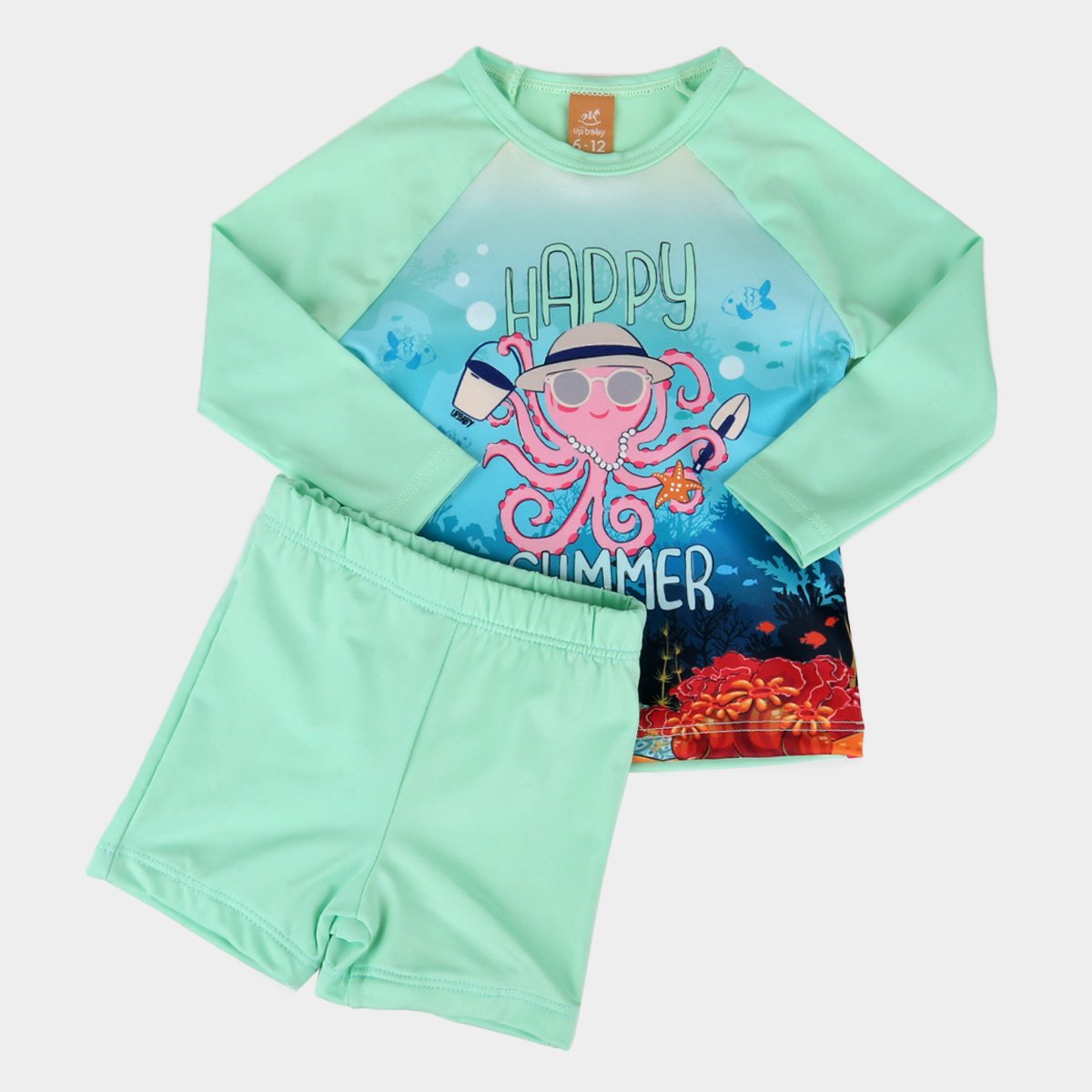 Conjunto Infantil Up Baby Manga Longa Proteção Uv Happy Summer Feminino