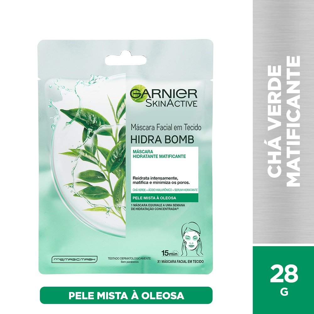 Máscara Facial Matificante Garnier Skin Chá Verde Hidra Bomb - 32g