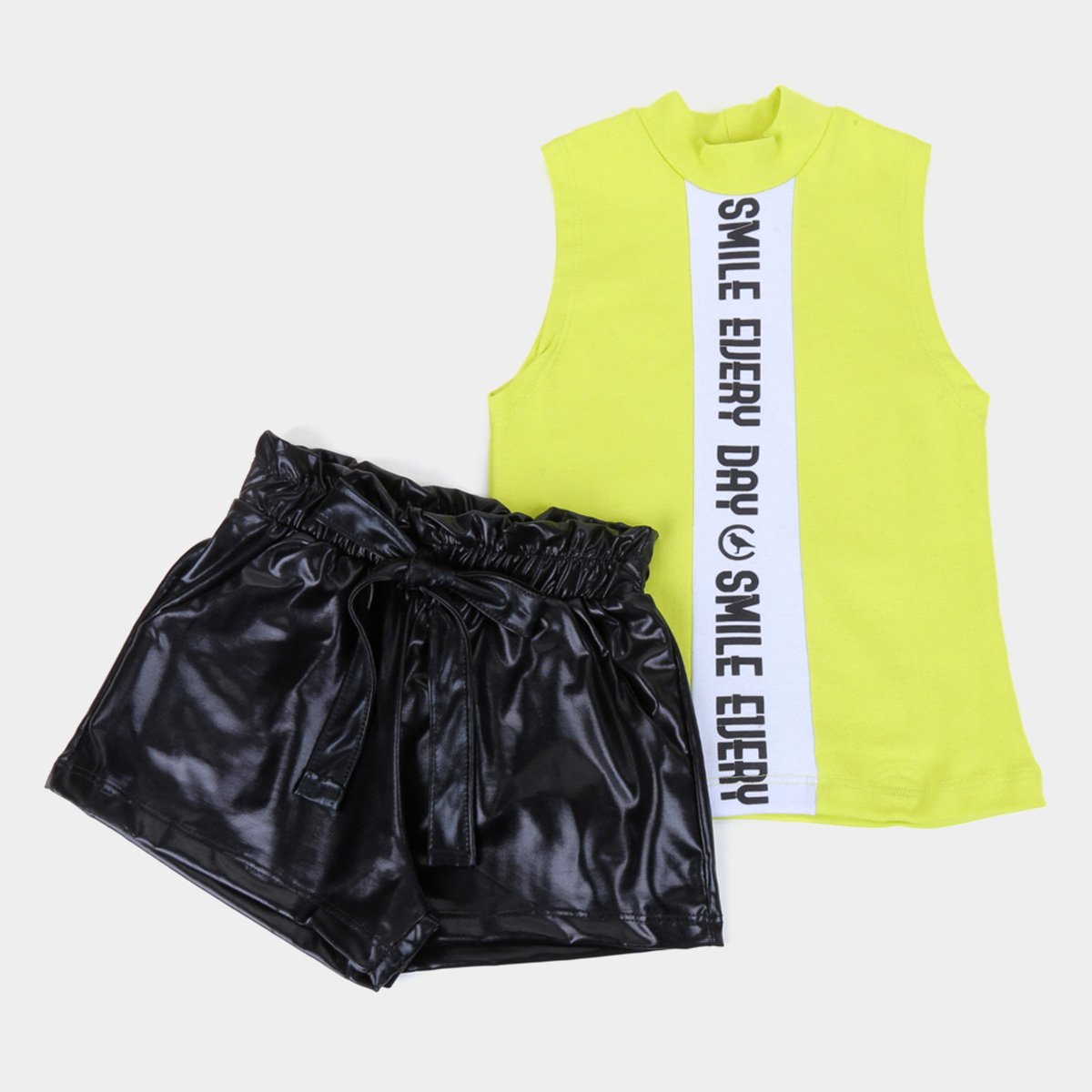 Conjunto Infantil Costão Cropped E Shorts Clochard Feminino