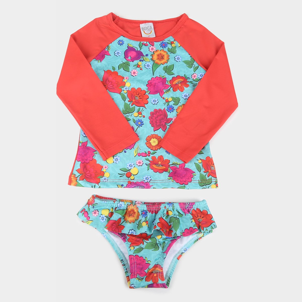 Conjunto Infantil Boca Grande Camiseta Manga Longa E Calcinha Com Proteção UV 50+ Feminino