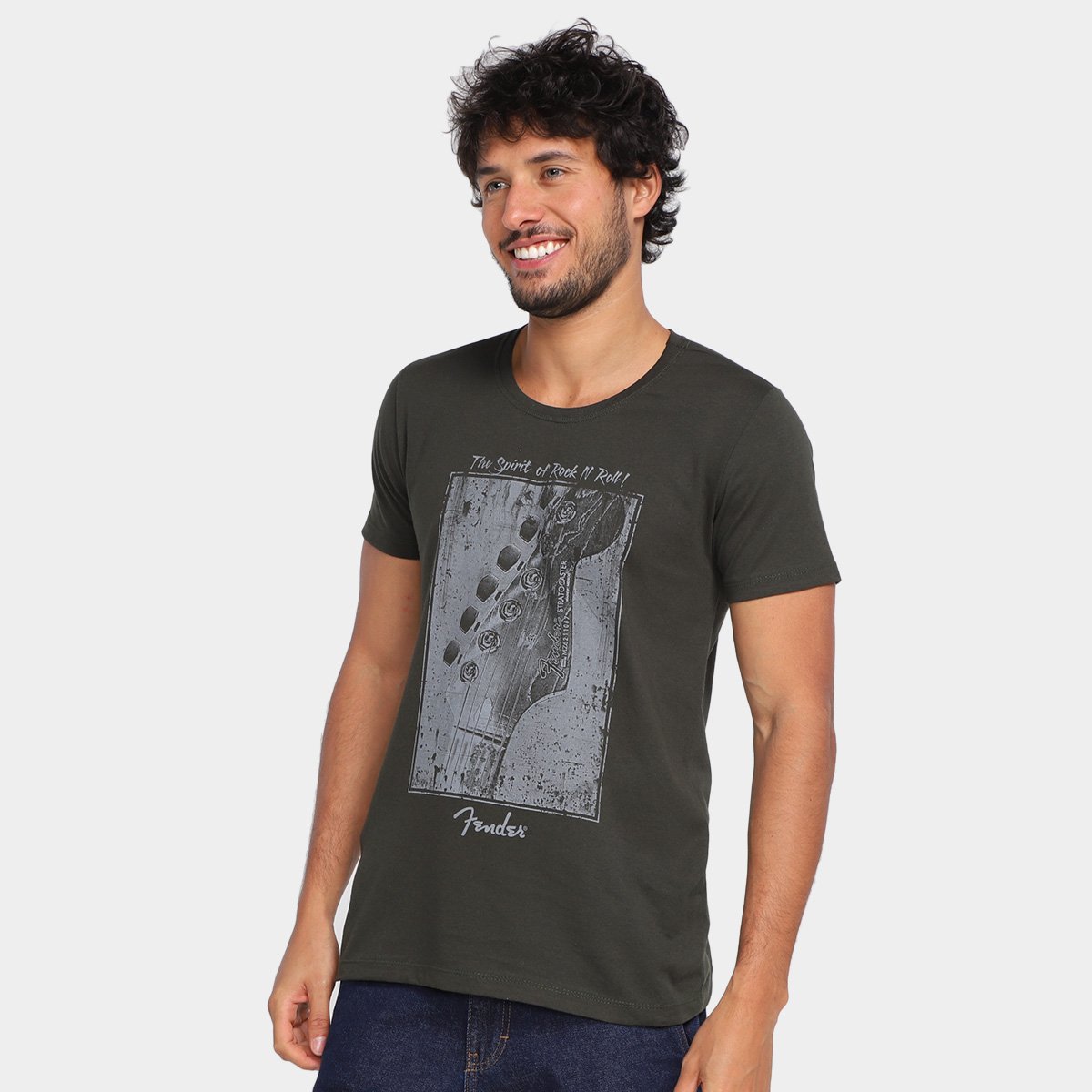 Camiseta Tribo Santa Guitarra Fender Masculina