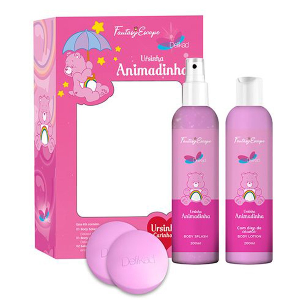 Kit Delikad Ursinha Animadinha Body Splash 200ml + Body Lotion 200ml + Duo Sabonete