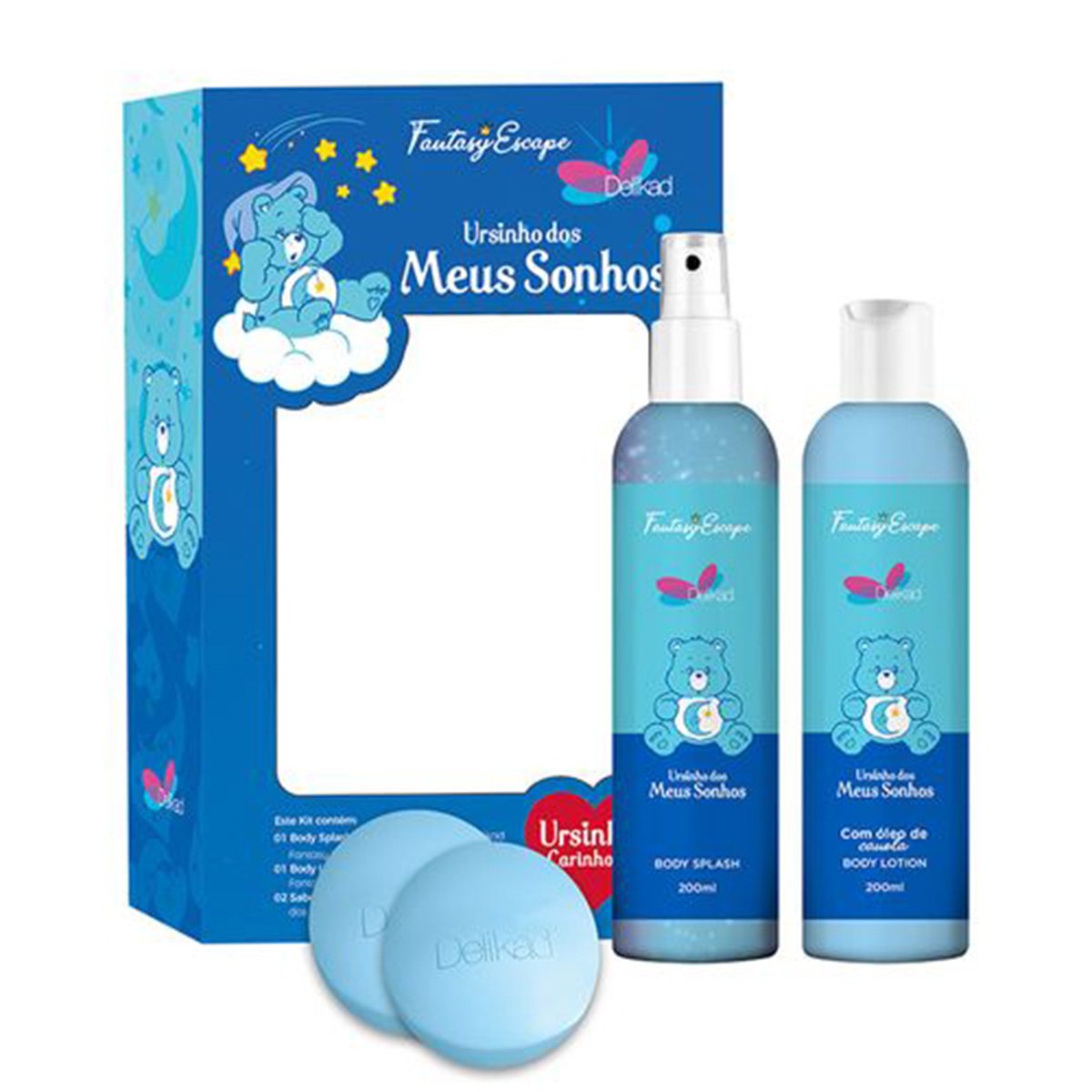 Kit Delikad Ursinho Dos Meus Sonhos Body Splash 200ml + Body Lotion 200ml + Duo Sabonete