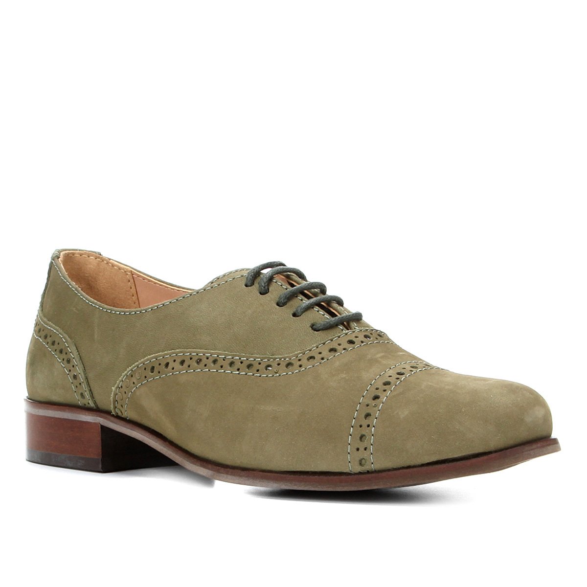 Oxford Couro Shoestock Nobuck Brogues Feminino