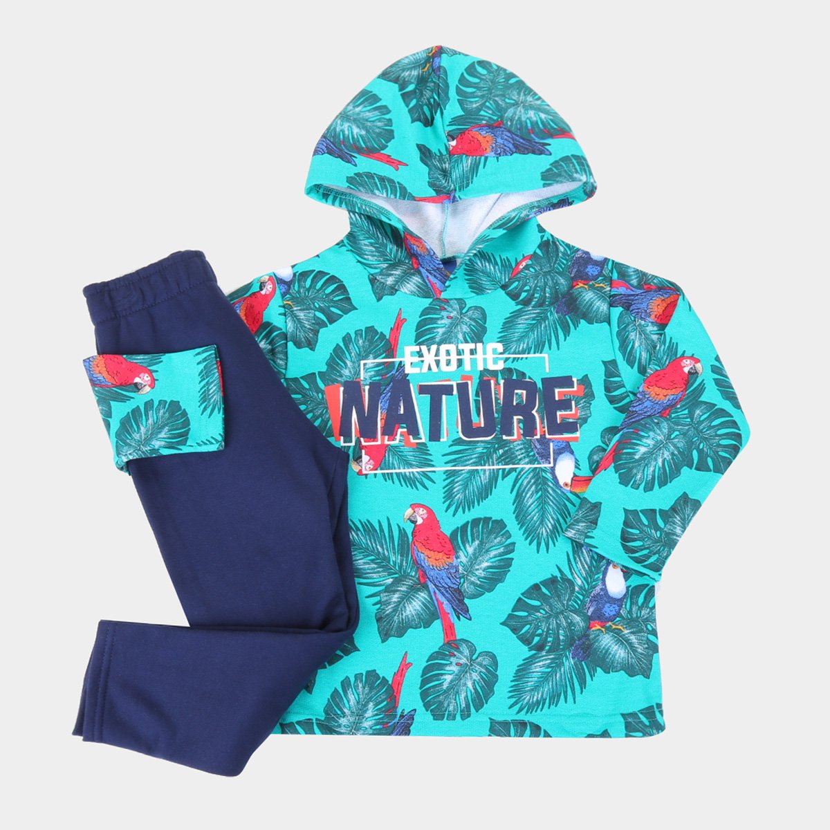 Conjunto Infantil Pipa Estampado Com Capuz