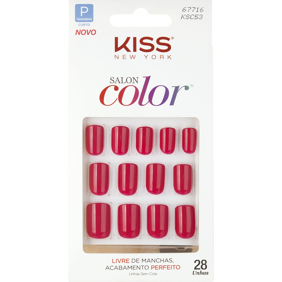 Unhas Postiças Kiss New York Salon Color Curto Cor Angel