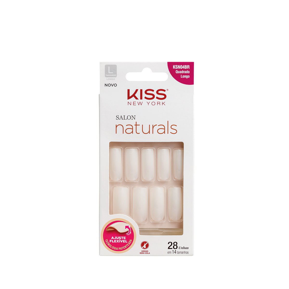 Unhas Potiças Kiss New York Salon Natural Longo Quadrado