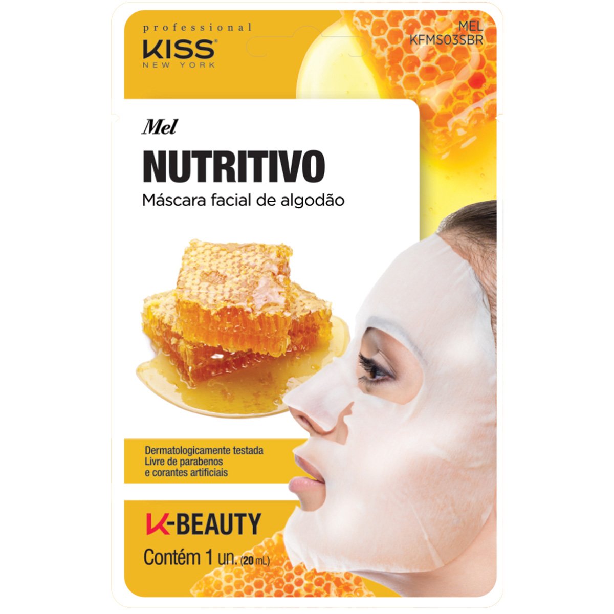 Máscara Facial de Algodão Mel Kiss New York
