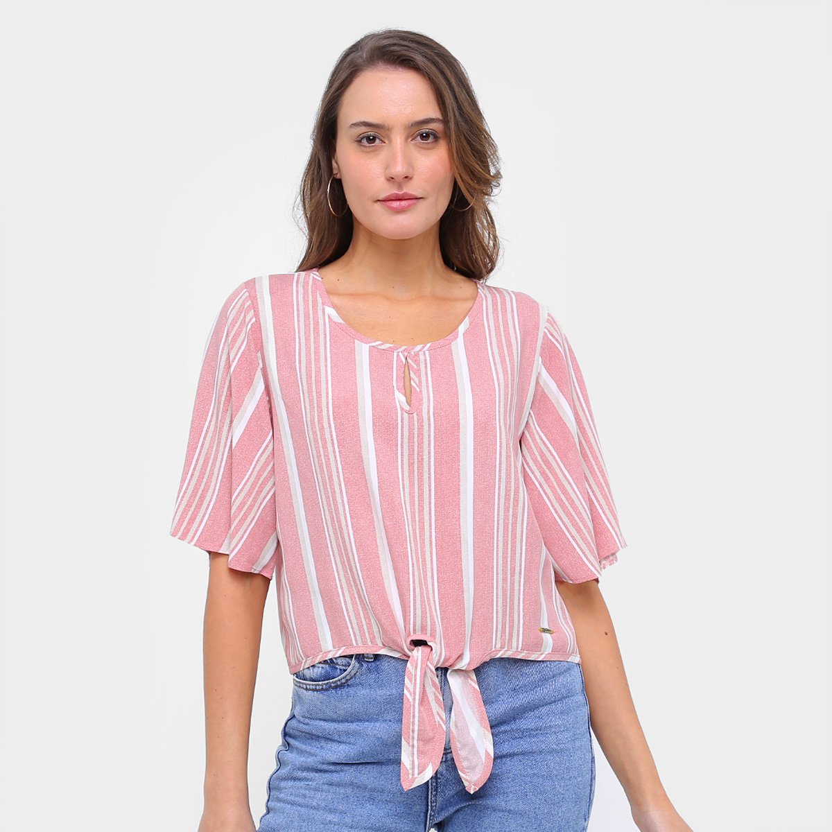 Blusa Lecimar Listrada Amarração Feminina
