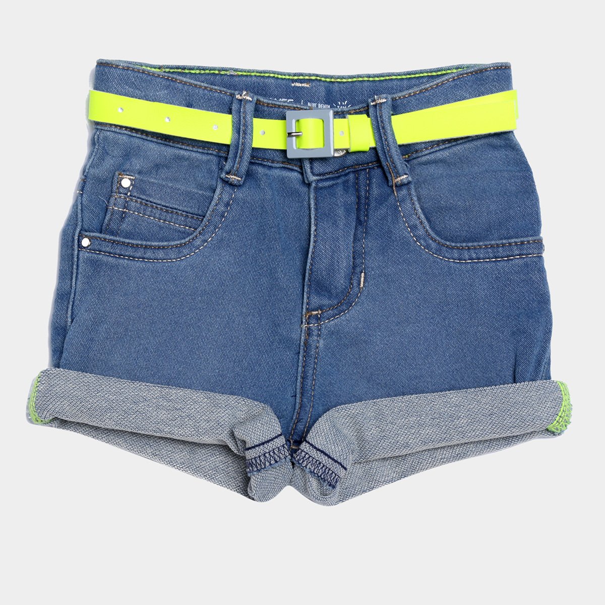 Shorts Jeans Juvenil Malwee Com Cinto Neon Feminino