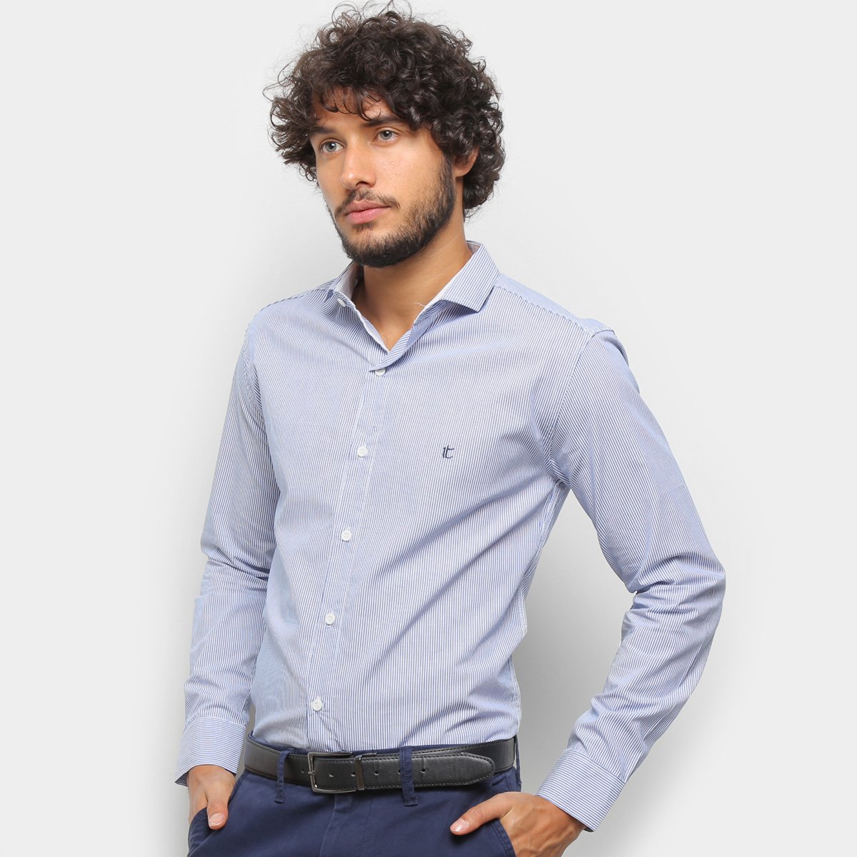 Camisa Social Manga Longa Milano Mini Logo Masculina