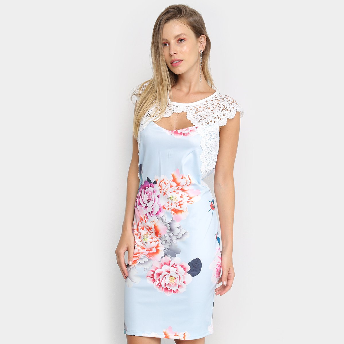 Vestido Edivi Curto Guipir Floral
