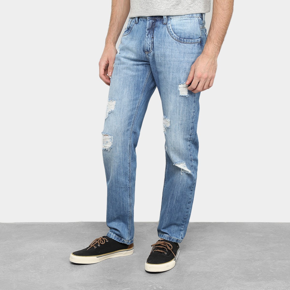 Calça Jeans Slim Mucs Puídos Masculina