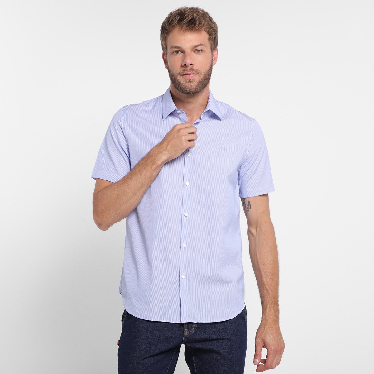 Camisa Manga Curta Lacoste Listrada Masculina