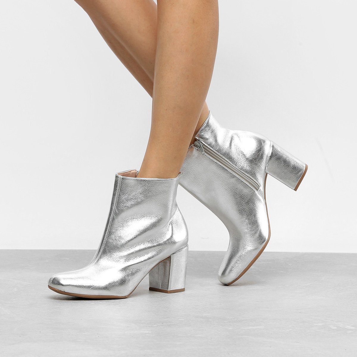 bota cano curto zatz salto grosso feminina