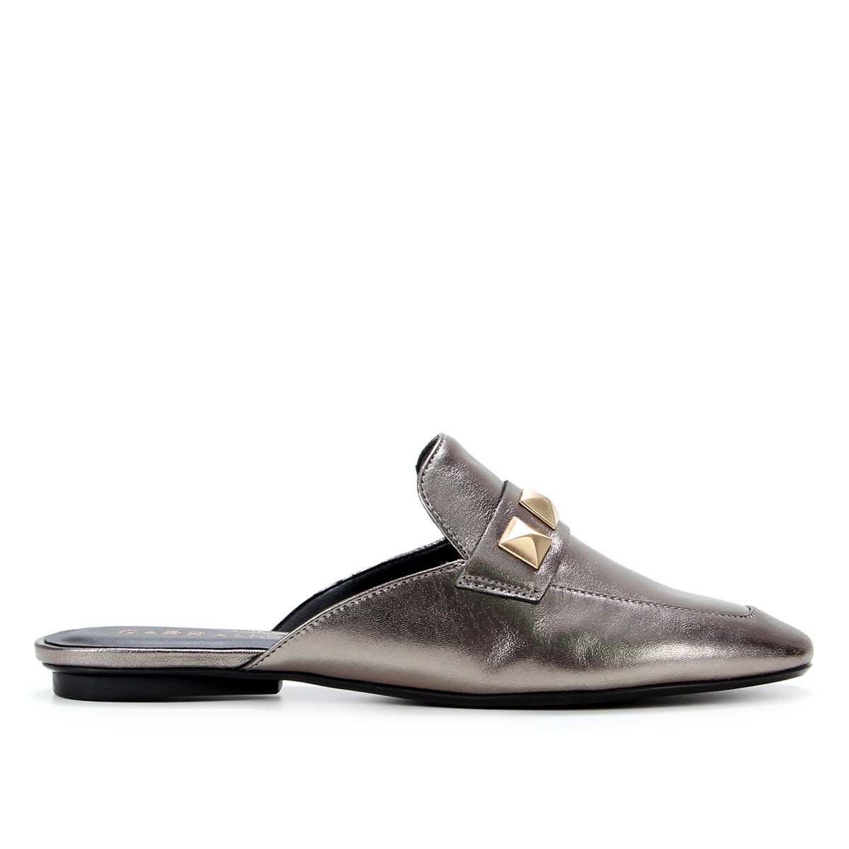 Mule Couro Carrano Spikes Metálico Feminino