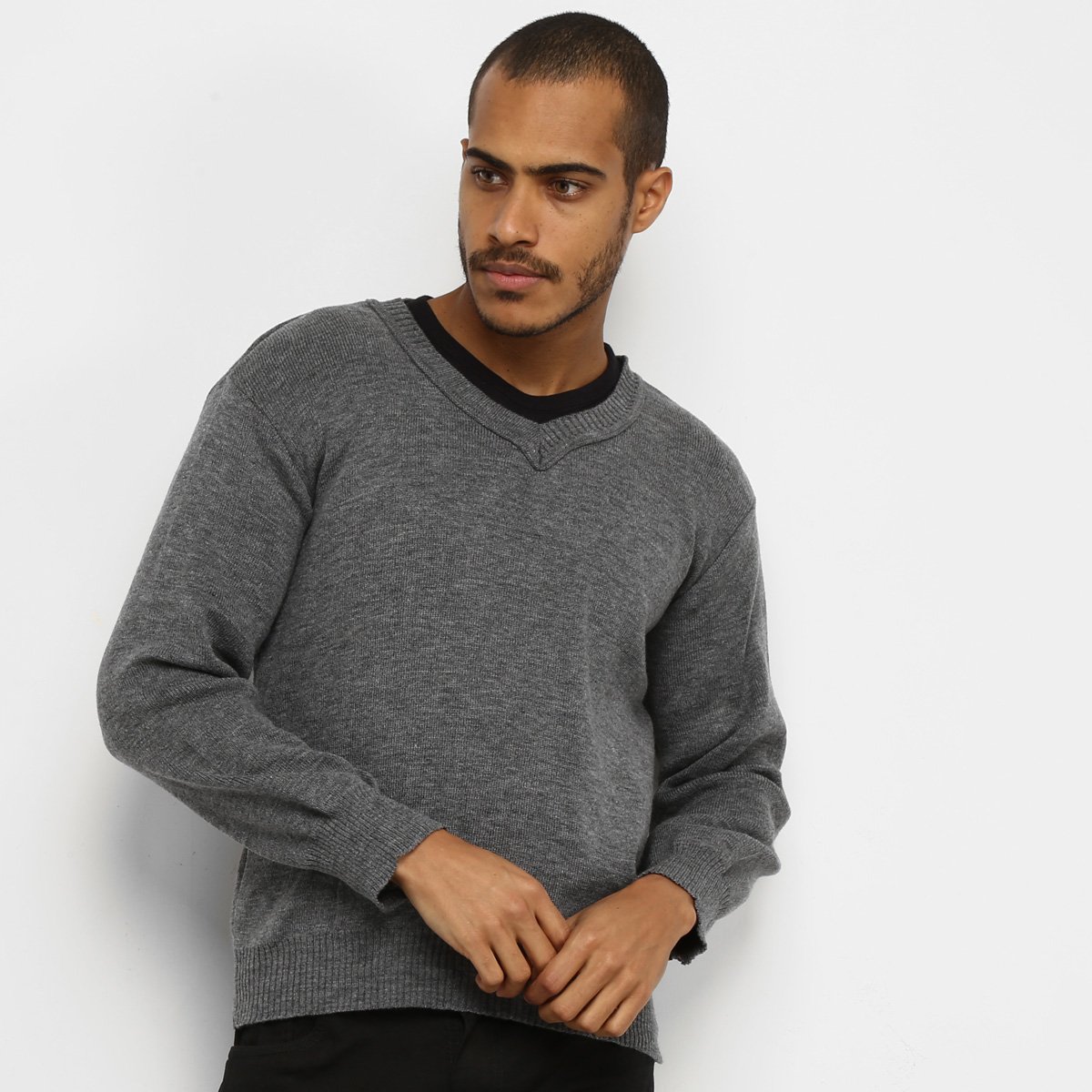 Blusa Tricot Karian Lisa Manga Longa Masculina