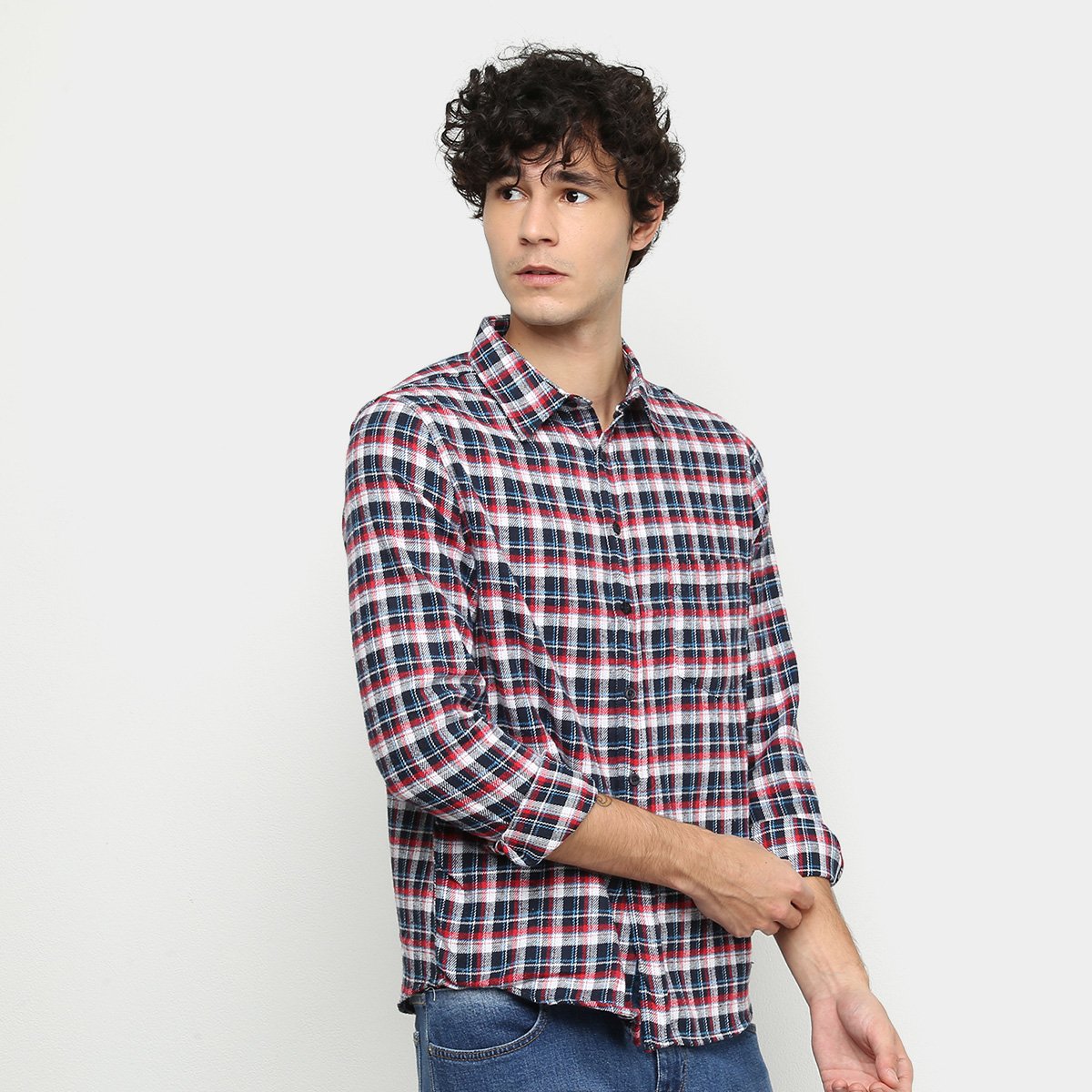 Camisa Lucky Sailing Xadrez Manga Longa Masculina