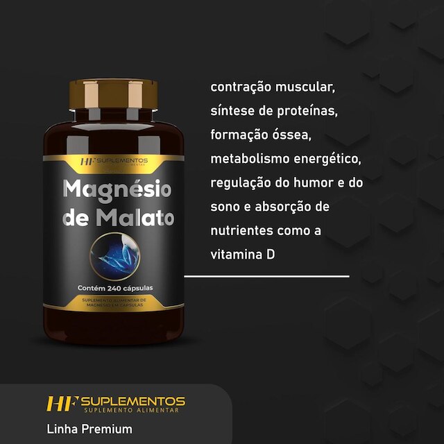 6X MAGNÉSIO DE MALATO PREMIUM 240CAPS HF SUPLEMENTOS