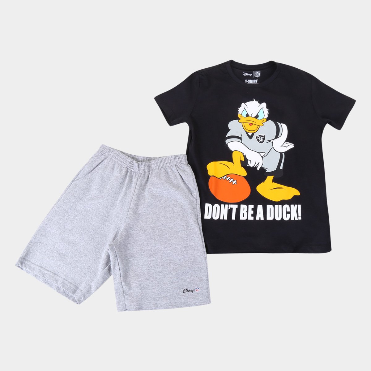 Conjunto Juvenil NFL Disney Camiseta e Bermuda Don't Be A Dunk Masculino