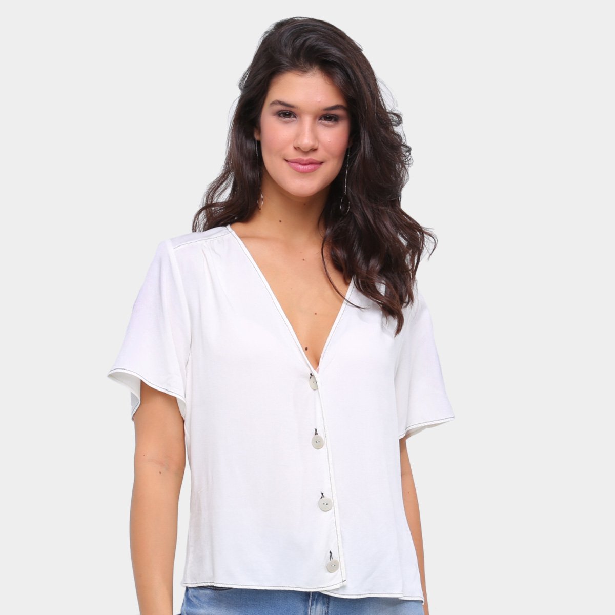 Blusa Colcci Botões Pespontos Feminina