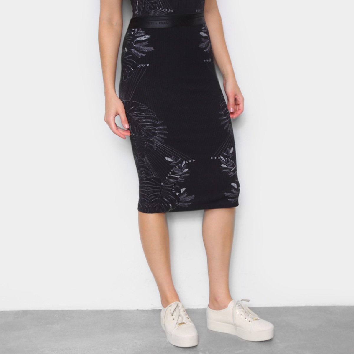 Saia Colcci Midi Estampada Feminina