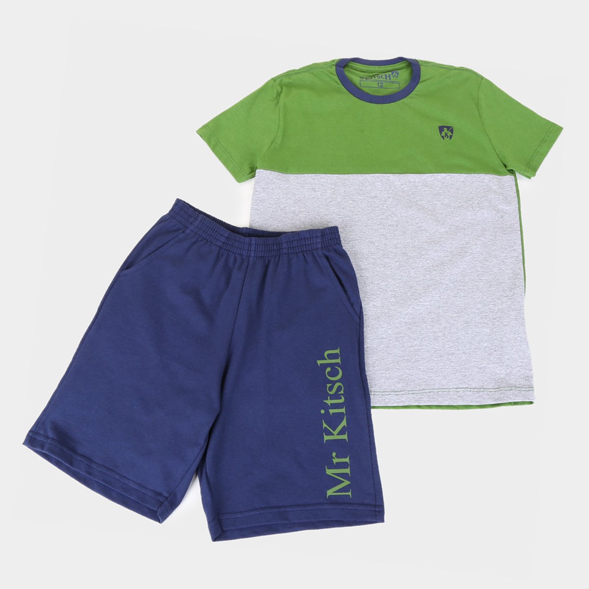 Conjunto Juvenil MR. Kitsch Camiseta Colorblock + Short Liso Masculino